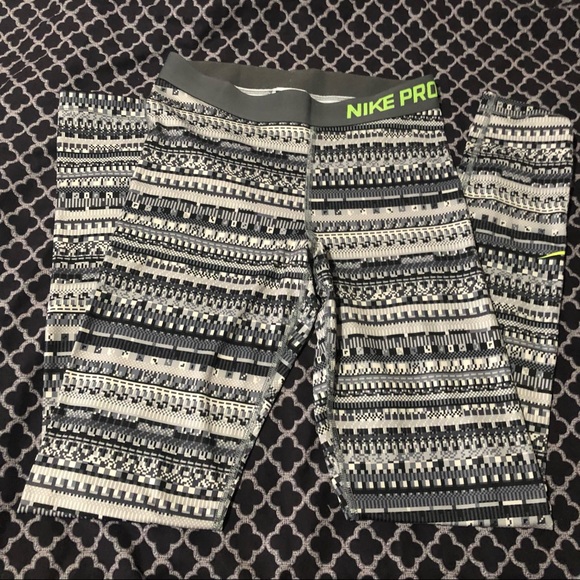 Nike Pants - Nike Pro Compression Athletic Leggings Black Lime Women’s Medium